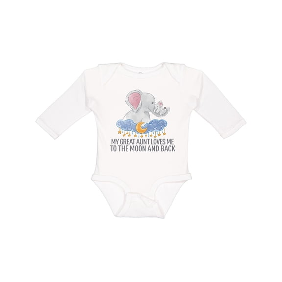 Inktastic My Great Aunt Loves Me to the Moon and Back Elephants Boys or Girls Long Sleeve Baby Bodysuit