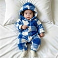 thumbnail image 4 of Enjoytime Newborn Girls Romper Plaid Long Sleeve Baby Boys Onesies Outfit Warm Fleece Hooded Jumpsuit Soft Fall Winter Clothes, 4 of 8