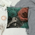 thumbnail image 2 of Awypu Teal Throw Pillows Covers for Couch 18x18 Flower Teal Decorative Throw Pillows Rose Dark Turquoise Pillows Covers for Bed Living Room Decor Pillow Covers Spring Summer (Teal), 2 of 5