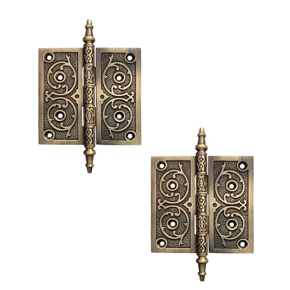 Shristy Hardware 5" x 5" Brass Decorative Hinge -(Pack of 2 - Antique Brass Finish)