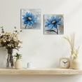 thumbnail image 2 of Blue Daisies Oil Painting Framed Wall Art Visual Art Decor | 12"x12" Each (2 Panels) Vibrant Floral Canvas Ready-to-Hang with Inner Frame for Bedroom/Living Room Style Bohemian Home Decor Gift, 2 of 7