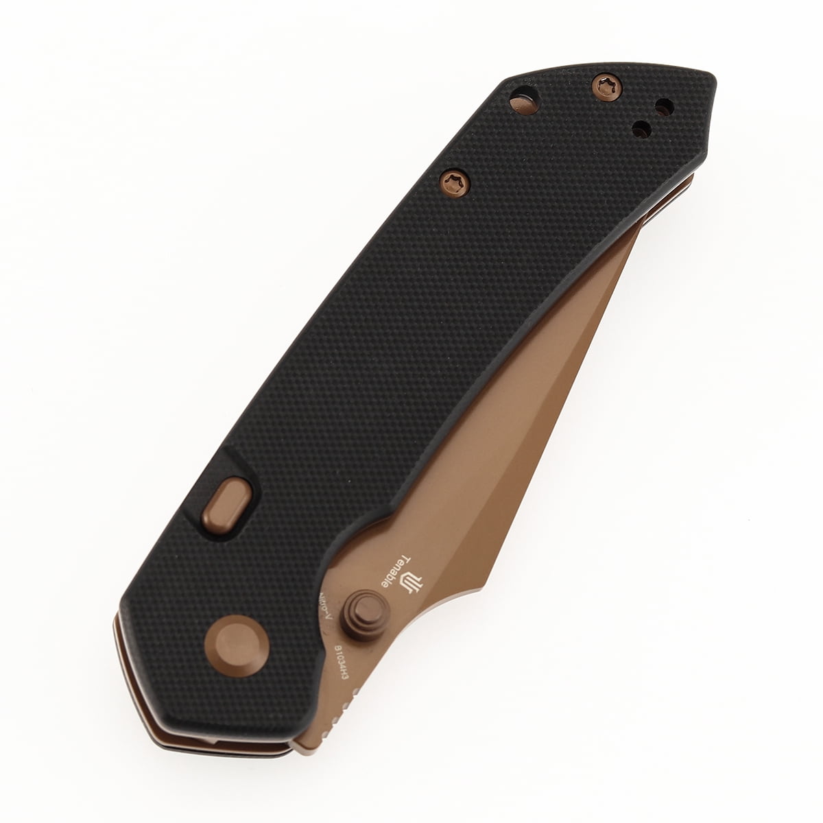 Tenable Fenrir Folding Pocket Knives 3.48“ Rose Gold Coated Nitro-V Blade,Black G10 Handle,B1034H3