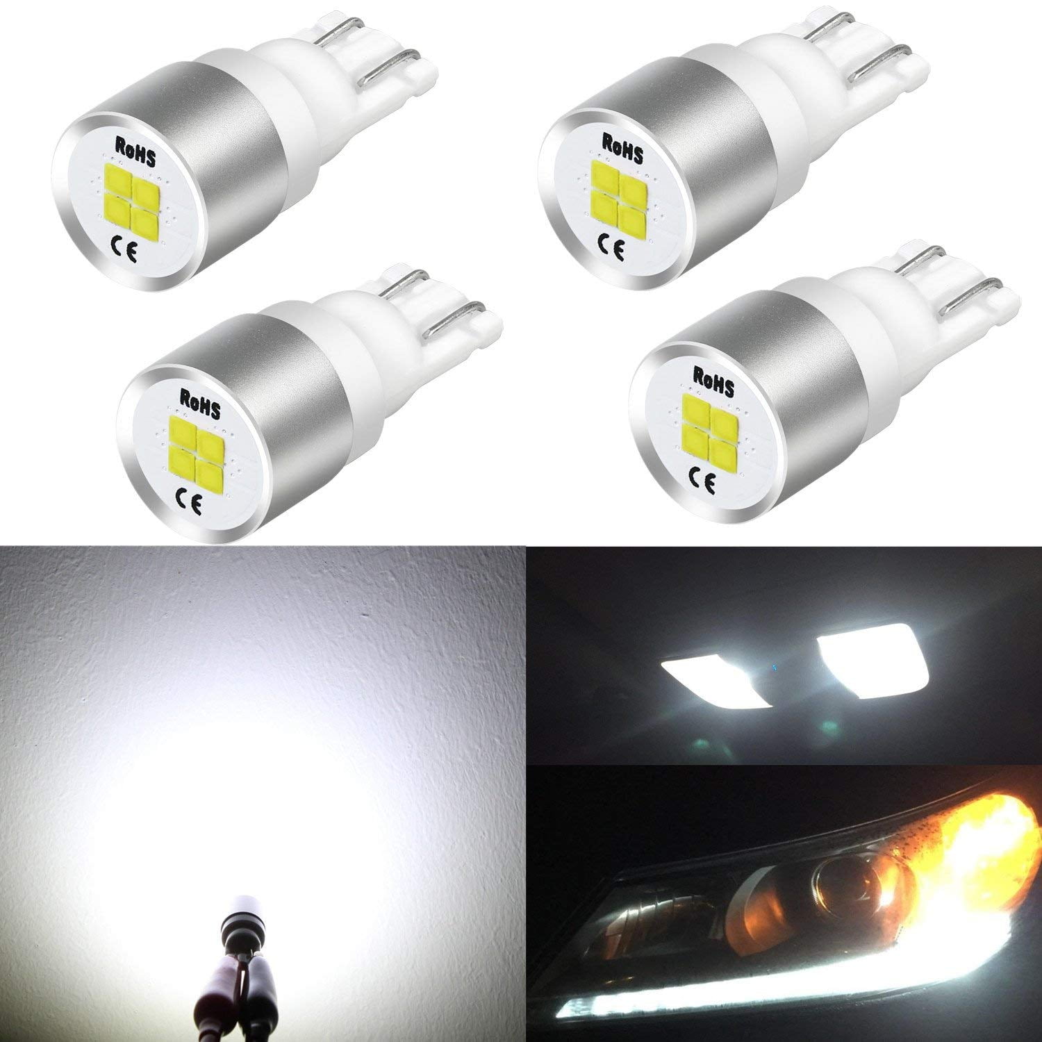Tower 10 LED Light Bulb for #194//168 Wedge Light Bulb Lamp License Plate White