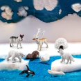 thumbnail image 2 of Bretoyin Juego de 10 mini juguetes de animales árticos, figuras de animales polares, ciervos de la tundra ártica, juguete de animales, pequeño oso blanco, zorro ártico, diorama para niños, regalo de c, 2 of 5