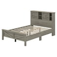 thumbnail image 5 of BEBPILOO Farmhouse Platform Bed with Double Sliding Barn Door, Full Size Rustic Wood Bed with Charging Station, Wood Slats Support, Antique Gray, 5 of 12
