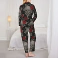 thumbnail image 5 of Disketp Pajamas Set Long Sleeve Sleepwear Womens Button Down Nightwear Pj Sets-Skull And Red Roses, 5 of 9