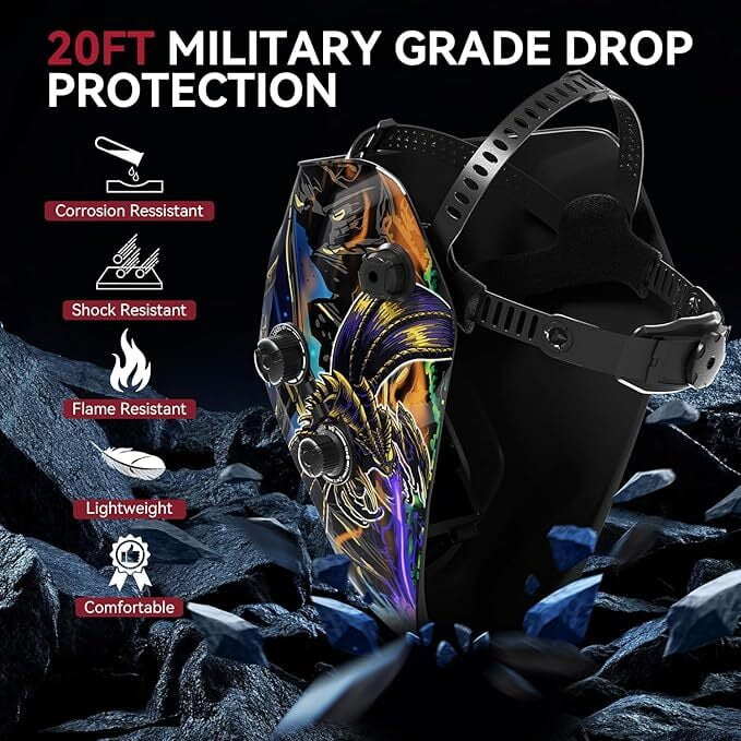 ARCCAPTAIN True Color Solar Auto Darkening Welding Helmet, 3.94"X3.66" Large Screen, 4 Arc Sensors, Wide Shade 4-14 for TIG MIG ARC Grinding