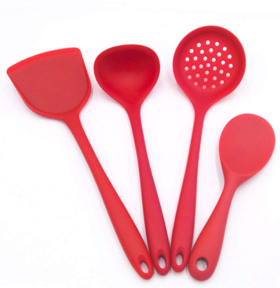 HZKAICUN Silicone Kitchen Utensil Set (4 Piece Set) High Heat Resistant to 480°F, Hygienic One
