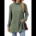 thumbnail image 3 of Camisas de Larga para Mujer, Blusas Túnica Casuales de Cuello Alto Verde L, 3 of 10