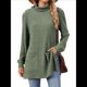 thumbnail image 3 of Camisas de Larga para Mujer, Blusas Túnica Casuales de Cuello Alto Verde XL, 3 of 10