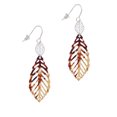 thumbnail image 2 of Delight Jewelry Acrylic Large Leaf Mixed Brown and Yellow Silvertone Leaf French Earrings, 2 of 5