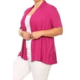 thumbnail image 3 of Moa Collection Women's Plus Size Short Sleeves Draped Open Front Casual Solid Cardigan, 3 of 5