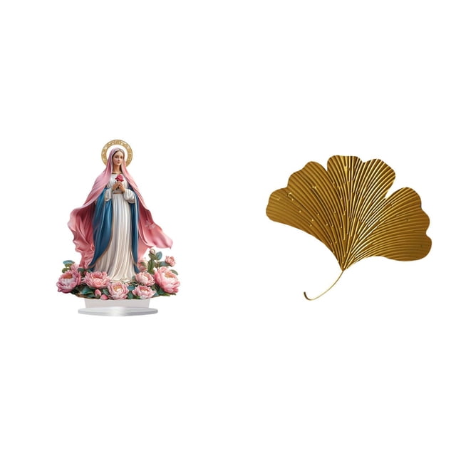 Escultura de la escena de la Natividad,Adorno acrílico 2D de pie,Esculturas de pared de hojas,Esculturas de pared de hierro forjado con forma de hojas de ginkgo,Escultura decorativa colgante