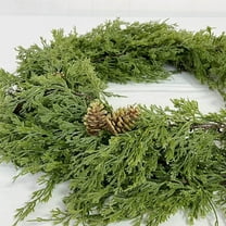 Cinvoph 6.4ft Christmas Artificial Garlands, Soft and Flexible Cypres Leaf Rattan Garland, Green Faux Garland for Fireplace, Mantle, Wall, Indoor, Outdoor Xmas Decorations