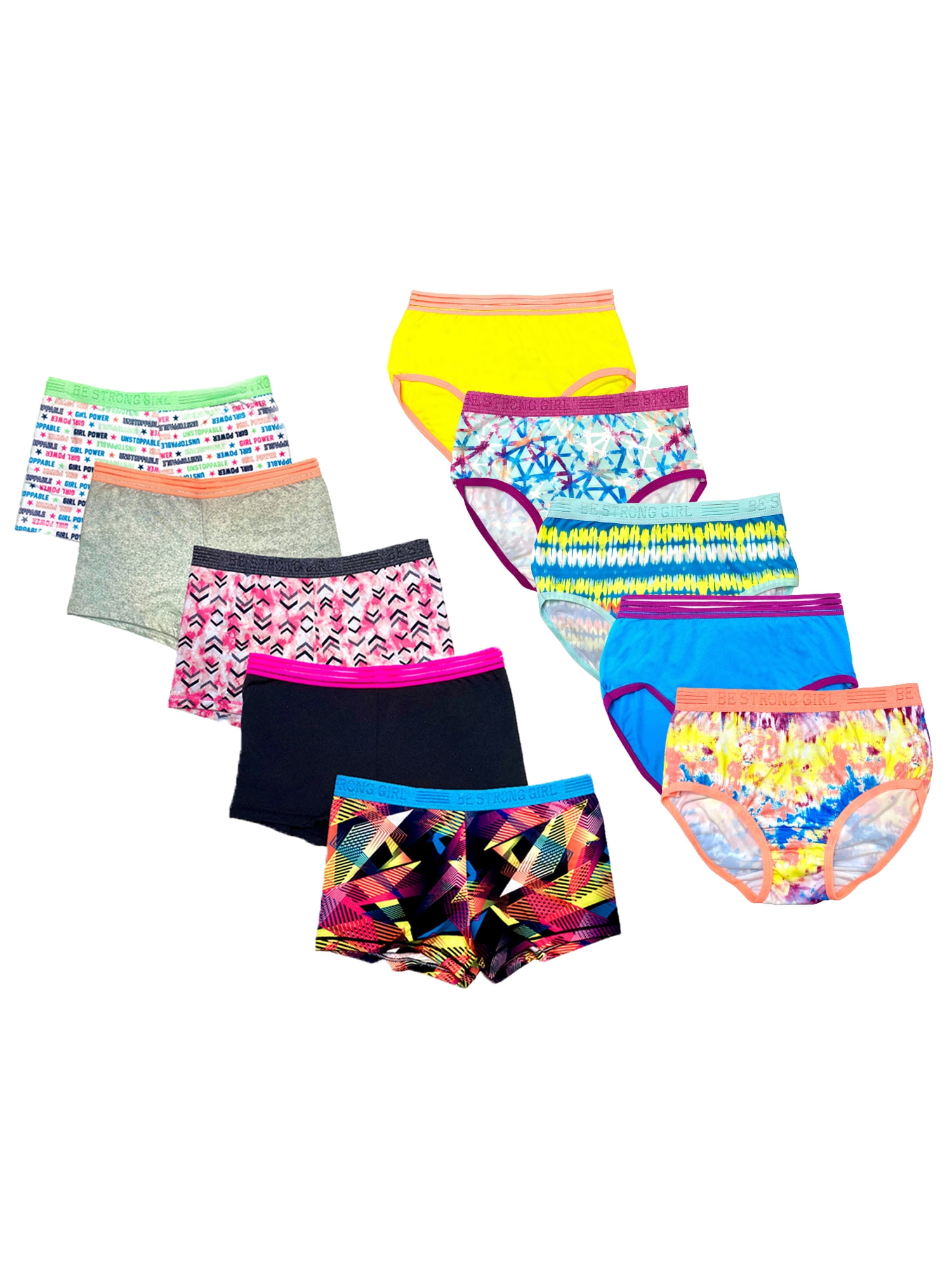 Athletic Works 10 Pack Active Brief & Boyshort Girls Underwear