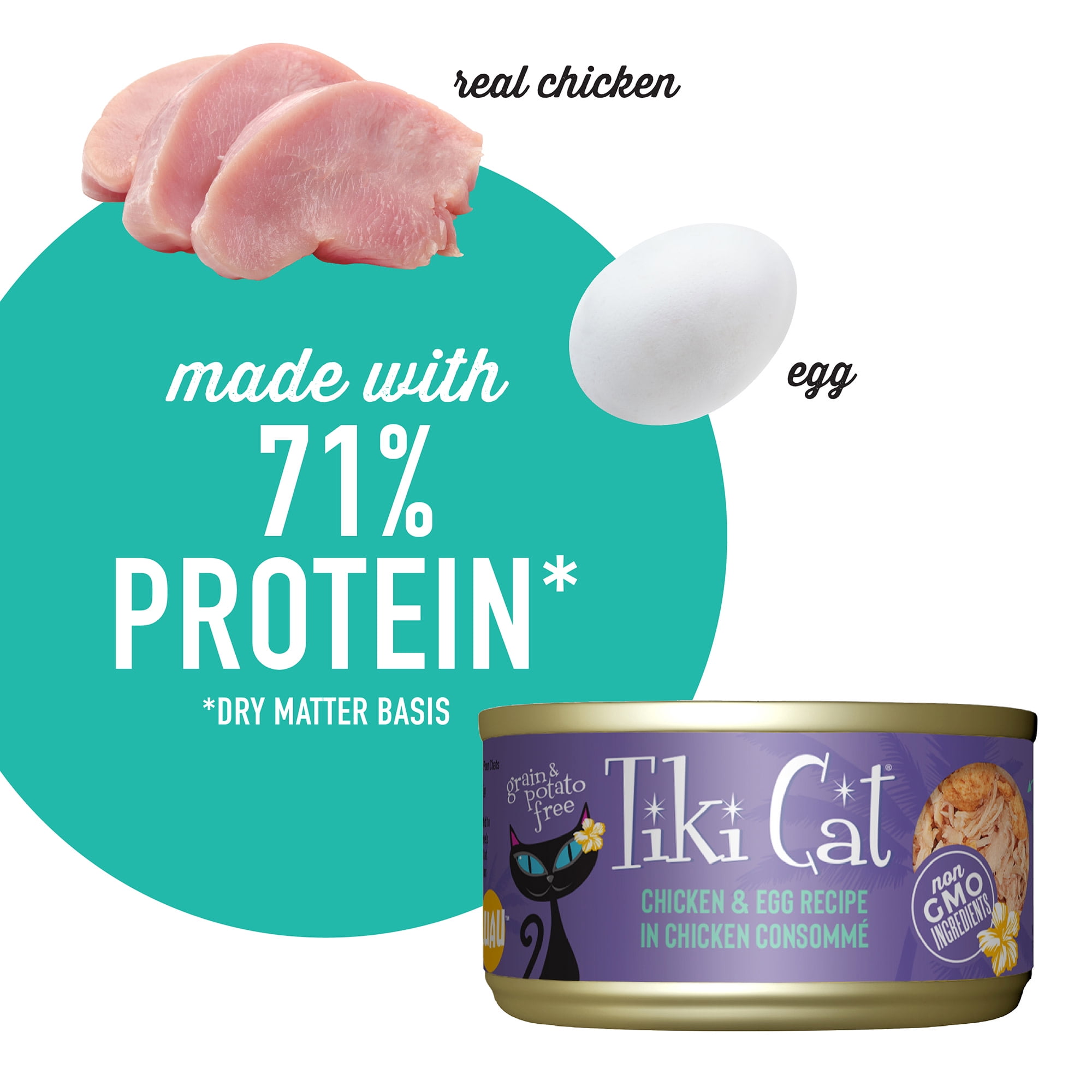 (24 pack) Tiki Cat Luau Wet Cat Food, Chicken & Egg, 2.8 oz. Can