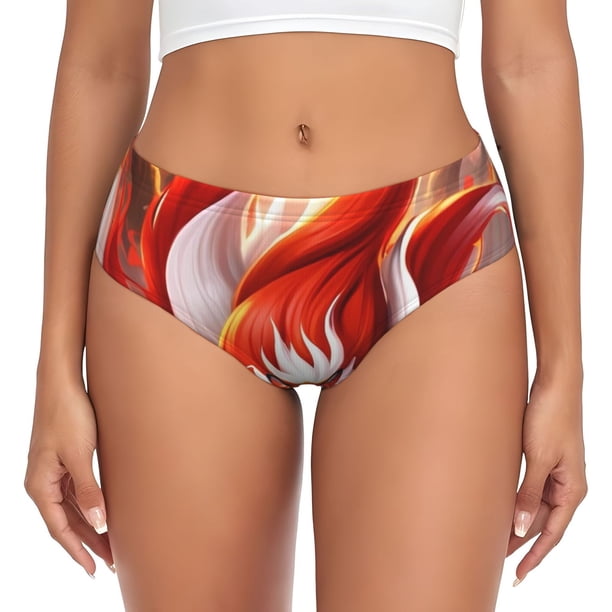 Balery Red Sun Flame Fox Ropa Interior de Algodón para Mujer con Dibujo – Braguitas Cómodas y Elásticas, Estilo Clásico-Medium