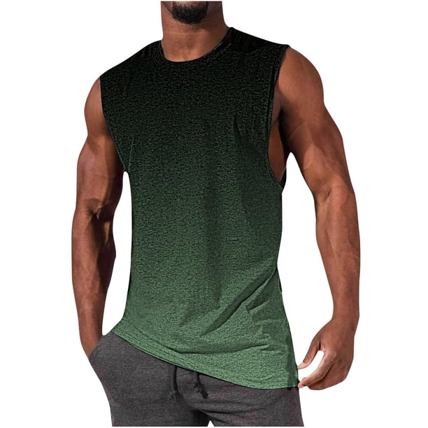 Tank Top para Hombres Botón de Impresión Casual de Cuello Redondo Tank Top