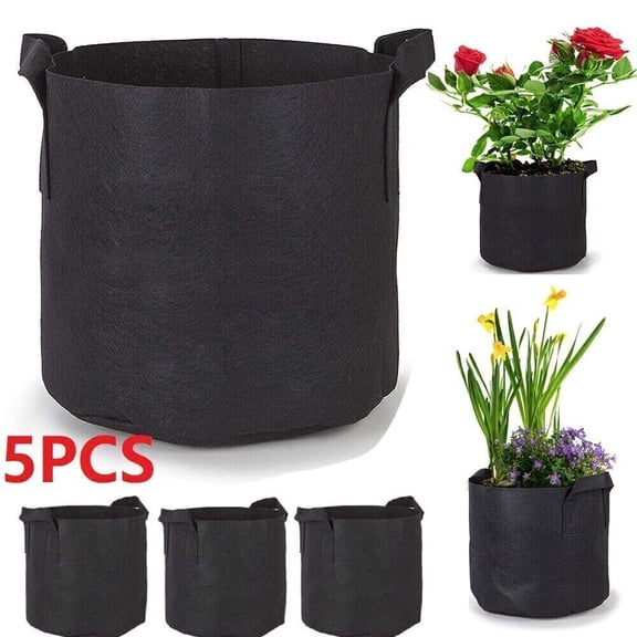 LILIANG 5 Pack Large Plant Grow Bags Potato Fruit Vegetable Garden Planter Growing Bag