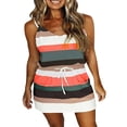 thumbnail image 1 of MesaSe Robe d'Été pour Femme à Col en V, Robe Évasée Sans Manches à Bretelles Spaghetti, Robe à Taille à Cordon, Robe à Rayures Bleu Foncé L, 1 of 5