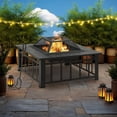 thumbnail image 6 of Outdoor Fire Pit with Poker and Mesh Cover, 32 Inch Black Steel Frame, 6 of 6