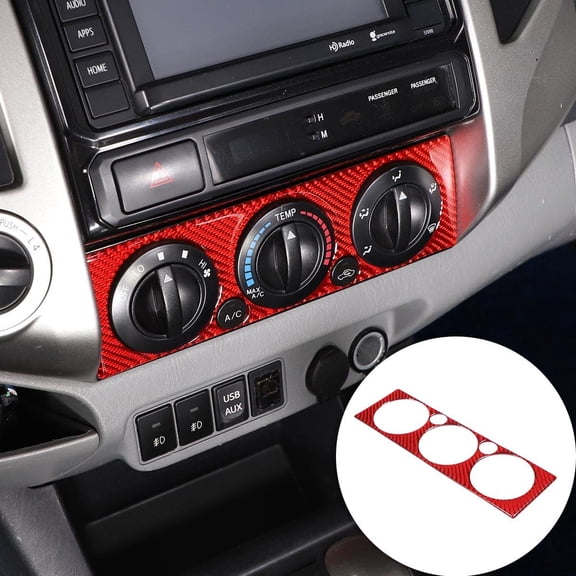 TINKI Soft Carbon Fiber Car Center Control Air Conditioning Adjustable Trim Sequins Stickers Trim Fit For Toyota Tacoma 2006 2007 2008 2009 2010 2011 2012 2013 2014 2015