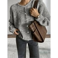 thumbnail image 5 of Womens Button Up Cardigan Sweaters Long Sleeve Crew Neck Fall Soft Knit Loose Sweater Tops Flower Gray L, 5 of 8