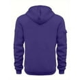 thumbnail image 3 of SWSMCLT Men's Comfy Hoodies Coats Flap Pocket Hood Long Sleeve Regular Fit Ribbed Hooded Sweatshirt Full Zip Purple 3X-Large, 3 of 3
