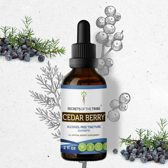 Secrets Of The Tribe Cedar Berry Tincture Dietary Supplement, Natural Herbal Extract for Immune Support, Cedar Berry (Juniperus monosperma) Dried Berry, Alcohol-Free Extract, Drops 2 oz