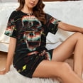 thumbnail image 4 of Sikiie Glitch Screaming Skull Womens Pajama Sets Short Sleeve Top With Pants Sleepwear 2 Piece Lounge Set4X-Large, 4 of 6