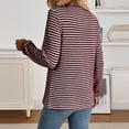 thumbnail image 3 of Maean Womens Striped Blouse Buttons Crewneck Knitted Casual Loose Pullover Long Sleeve Shirts Tops, 3 of 6