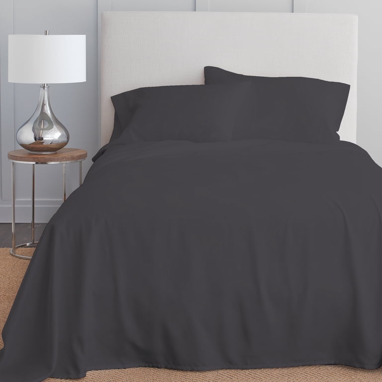 100% Cotton Sateen Queen Sheet Set, 4-Piece, Dark Gray photo 5