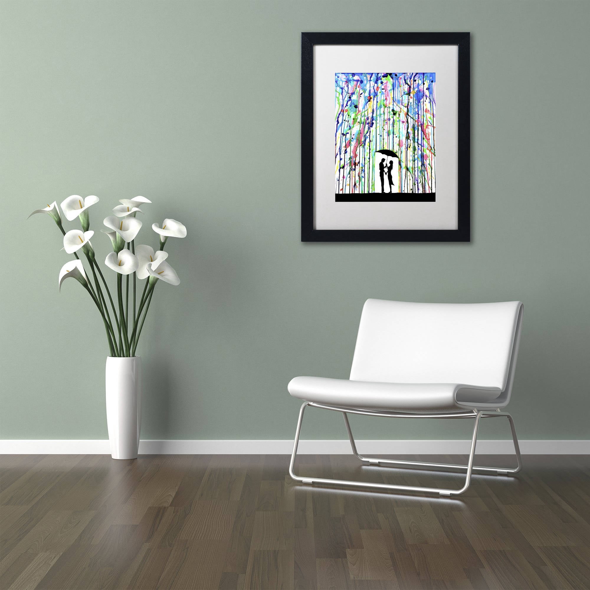 Trademark Fine Art 'Pour Deux' Canvas Art by Marc Allante, White Matte, Black Frame