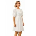 thumbnail image 2 of PRETTYGARDEN Women's Bow Front Mini Dress with Puff Sleeves, Sizes S-XXL, 2 of 6