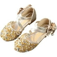 thumbnail image 1 of B91xZ Chaussures de Robe pour Fillettes Confort Sandale à Bout Ouvert avec Sangle Réglable, Or 7, 1 of 5
