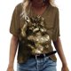 thumbnail image 1 of Camisetas con cuello en V en 3d para mujer, camisetas de manga corta con estampado de gatos bonitos, camisetas informales Kawaii a la moda, ropa divertida para mujer, 1 of 4