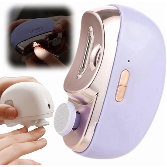 Wrongduck 2-in-1 Electric Nail Clipper and Polisher – Automatic Rechargeable Nail Trimmer with Dual Speeds and Nail Catcher for Seniors, Kids, and Adults (Purple)