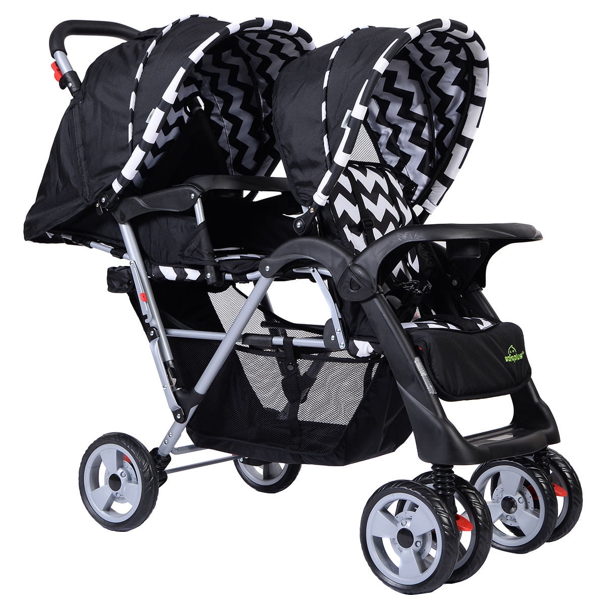 GOPLUS Poussette Double Bébé Poussette Pliable Poussette Canne de