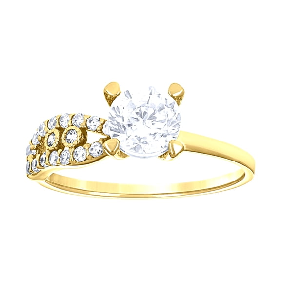 14k Yellow Gold Womens Cubic Zirconia Polished Finish Engagement Ring