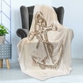 thumbnail image 4 of Anchor Soft Flannel Fleece Throw Blanket, Illustration of Anchor and Rope on Stained Background Navy Summer Holiday Print, Cozy Plush for Indoor and Outdoor Use, 50" x 70", Cream Brown, by Ambesonne, 4 of 5