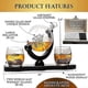 thumbnail image 3 of Whisky and Wine Decanter Globe World Set with Globe Wine Glass, Scotch Whisky Bourbon Vodka, Gift for Men, Globe - 850ml, 3 of 5