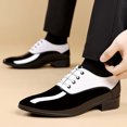 thumbnail image 2 of RUIYANQI Men's Two Tone Patent Leather Dress Shoes Lace Up Formal Oxfords for Wedding Business Party Trendy Fashion Square Toe Shoes Comfortable Office Footwear White Women Sandal, 2 of 5