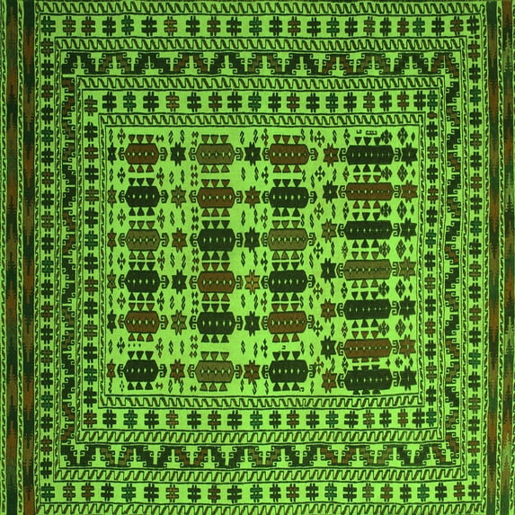 Ahgly Company Indoor Square Southwestern Green Country Area Rugs, 3' Square