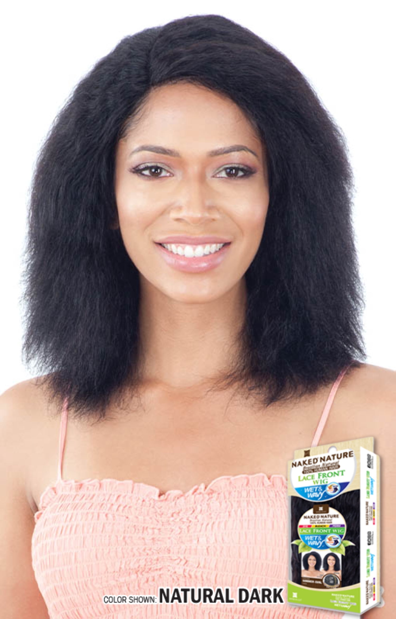NAKED - NATURE WET AND WAVY LACE FRONT 5" R-PART WIG SUMMER CURL (100% HUMAN)