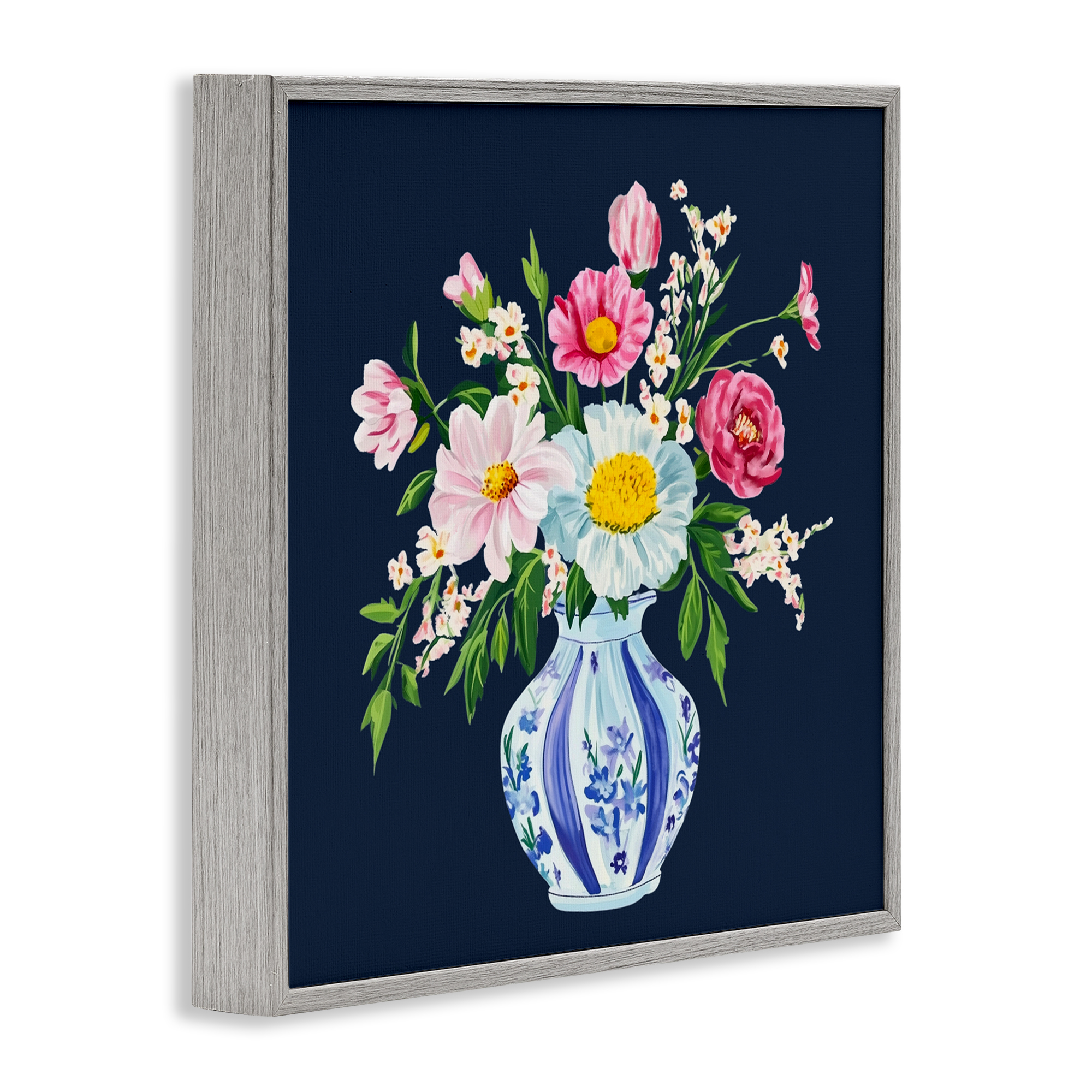 Spring Chinoiserie Vase Gray Framed Giclee Art, design by Yen