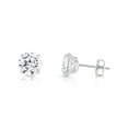 thumbnail image 4 of Tilo Jewelry 14K White Gold Solitaire Round CZ Stud Post Earrings with Secure Push-backs | 7mm | Classic Everyday Earrings | Women, Men, Unisex, 4 of 11