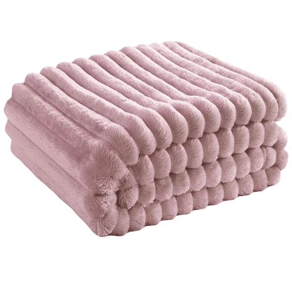 Plush Throw Blanket, Decorative Blanket, 70X100 In, Fuzzy Surface, Apartment Upgrade, Ballet Pink, 1 Pc