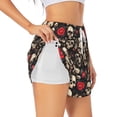 thumbnail image 3 of Lsque rock record Skull Printed Women's Running Shorts with Liner Pockets,Elastic Quick Dry Workout Athletic Gym Yoga Shorts,Womens High Waist Shorts-Large, 3 of 9