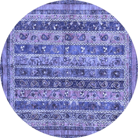 Ahgly Company Machine Washable Indoor Round Abstract Blue Modern Area Rugs, 7' Round