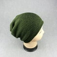 thumbnail image 4 of Men Beanie Hat Solid Color Striped Autumn Winter Brimless Knitting Cap for Outdoor, 4 of 9